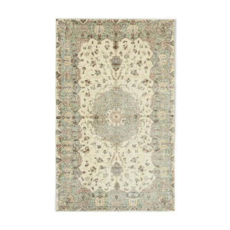 Anatolian Handwoven Unique 1970s Beige Carpet 162 cm x 262 cm