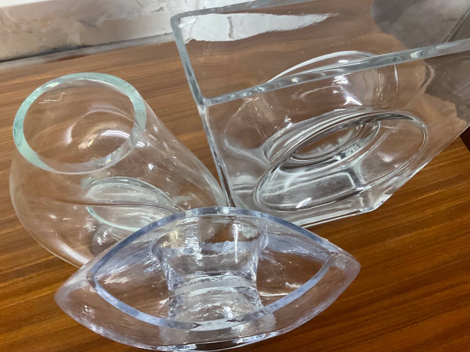 Trio of vintage molded glass vases from the 70s