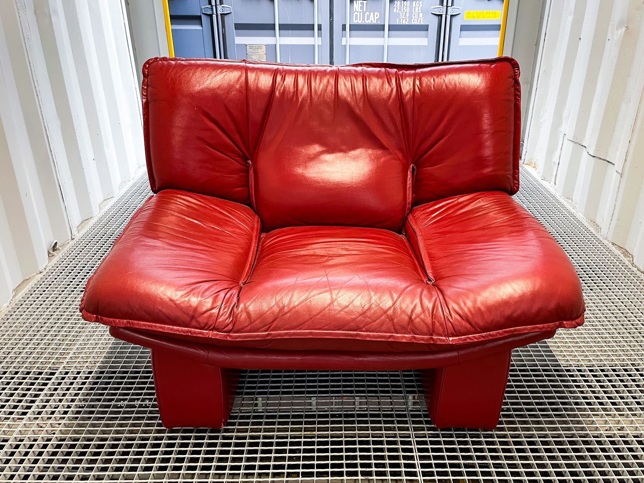 Nicoletti Salotti Italian Designer - Armchair and sofa set 2 places in red leather