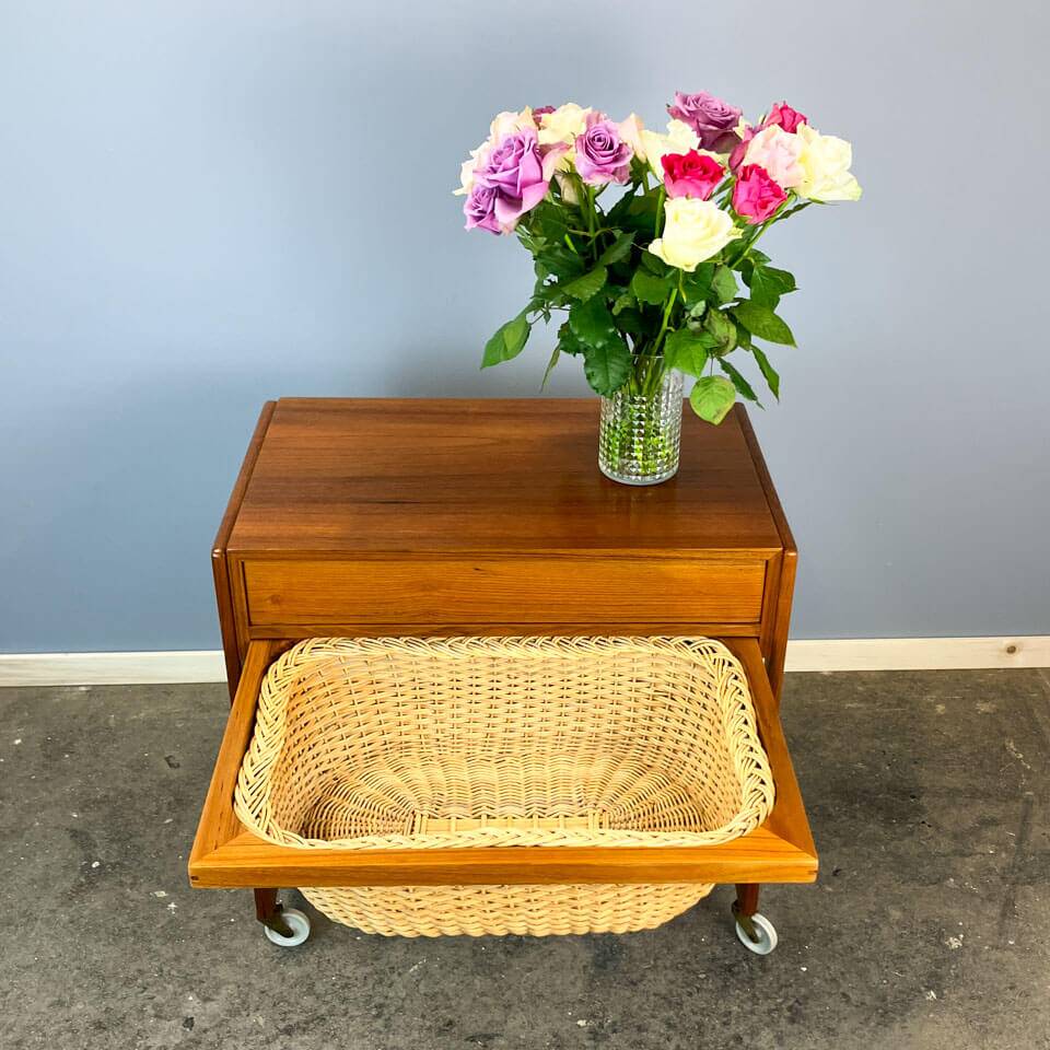 Rollable sewing box by BR Gelsted Denmark, teak, vintage from the 60s