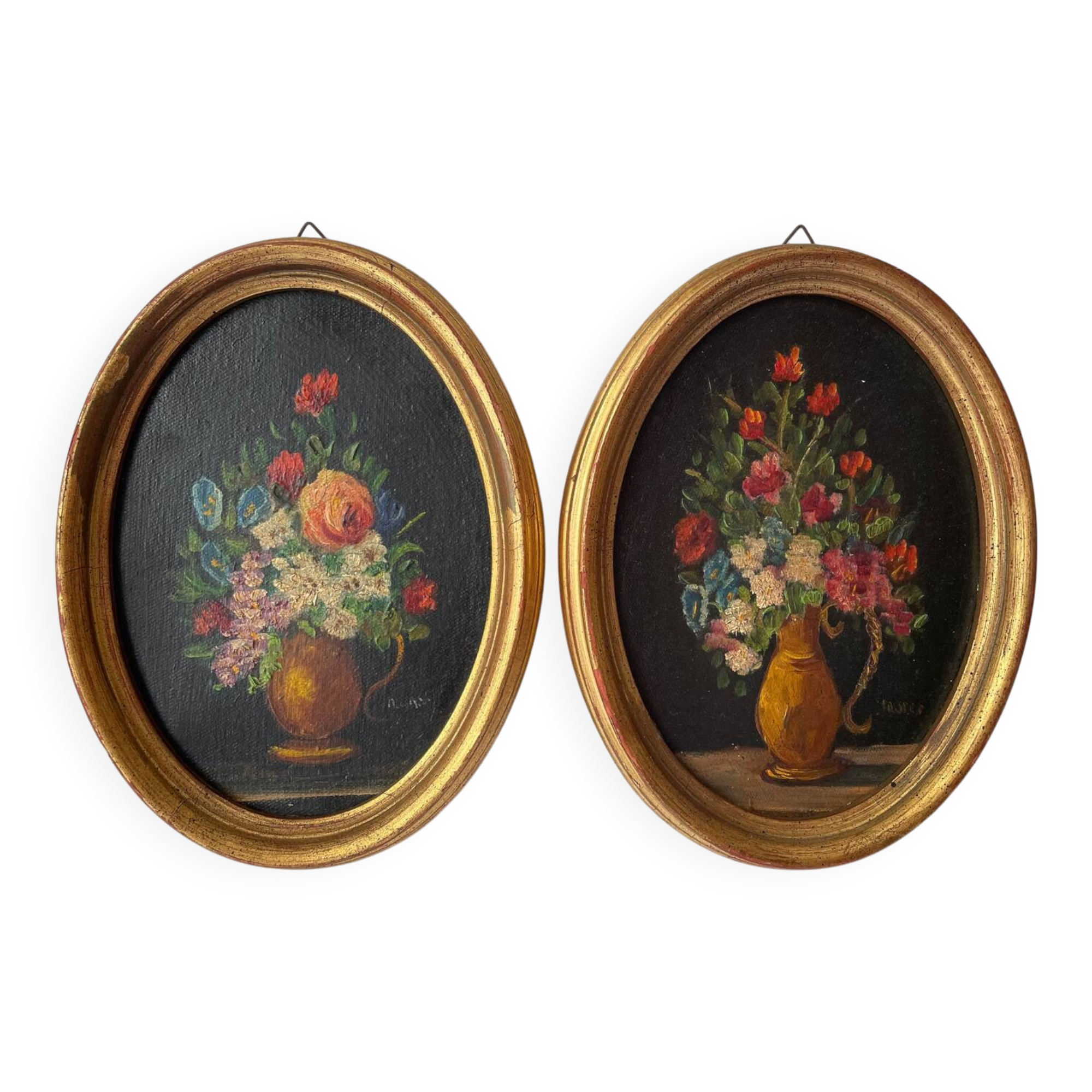 Duo of paintings "bouquet of flowers"