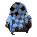 Hand knitted patchwork plaid