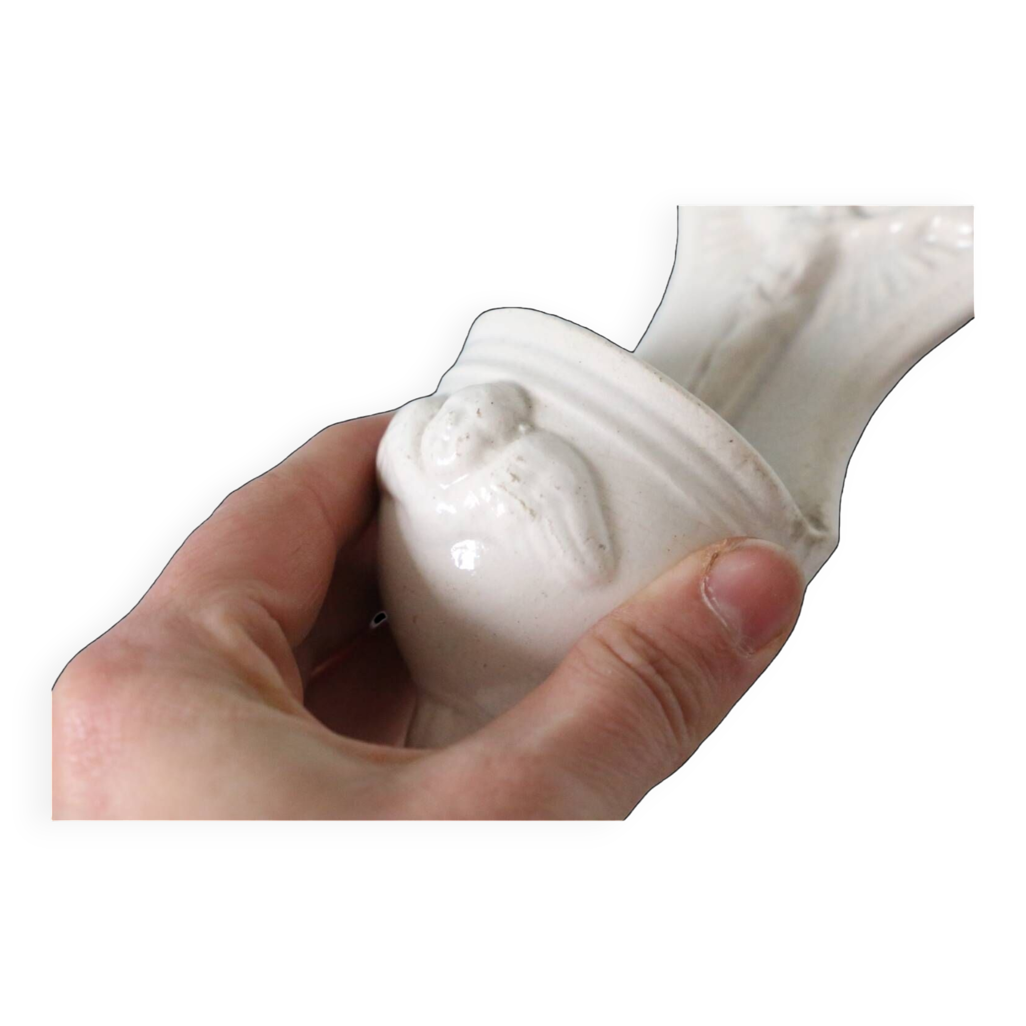 19th century earthenware stoup, Mouzin Frères, Onnaing