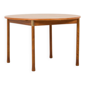 Italian mid-century round extension teak table with brass details, 1960s