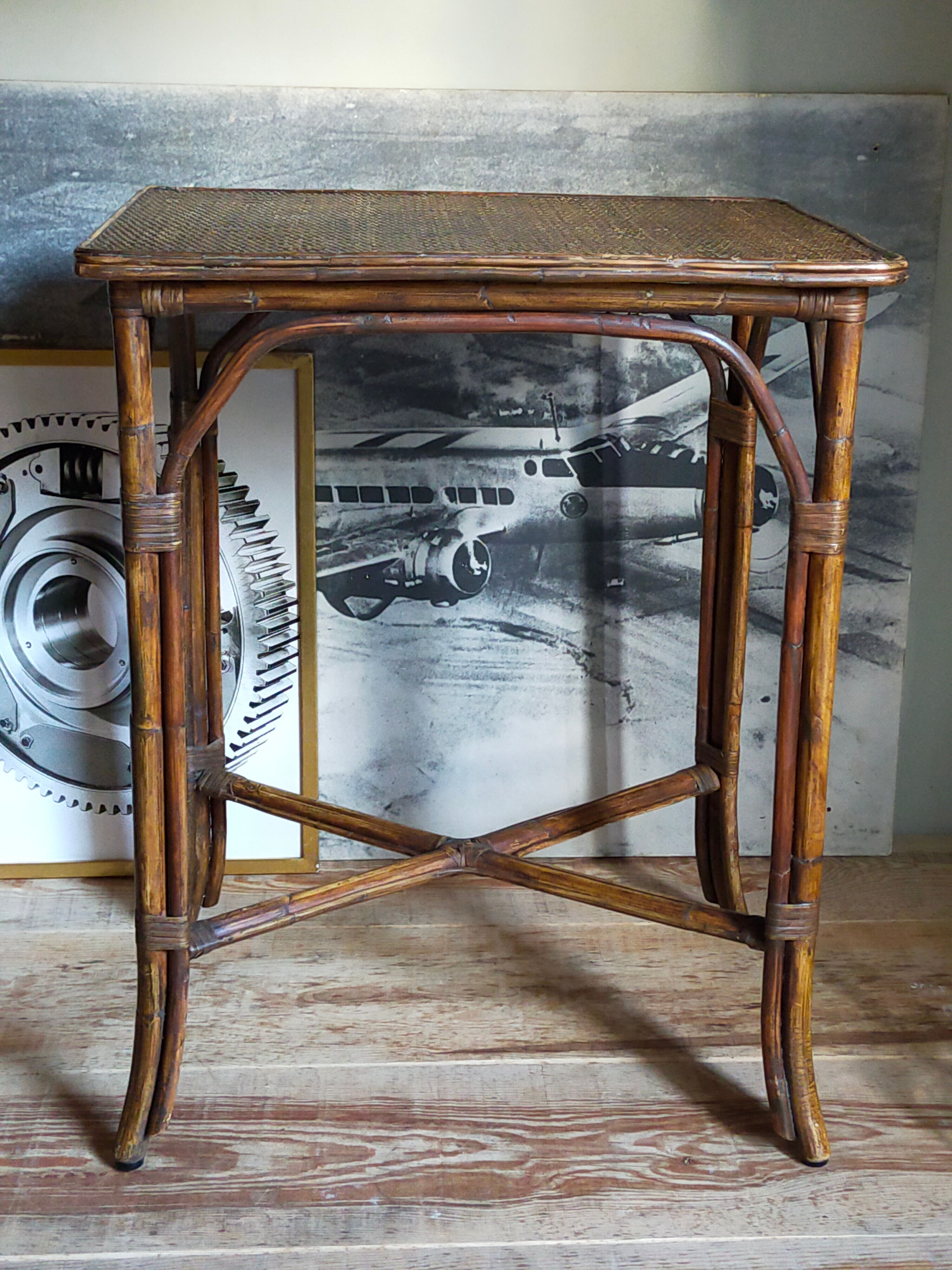 Side service table in old rattan