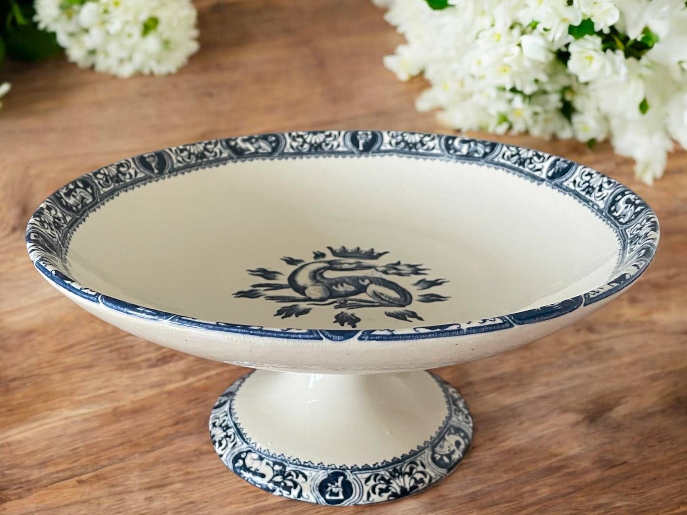 Antique compote dish in earthenware from Salins-lès-Bains (Jura)