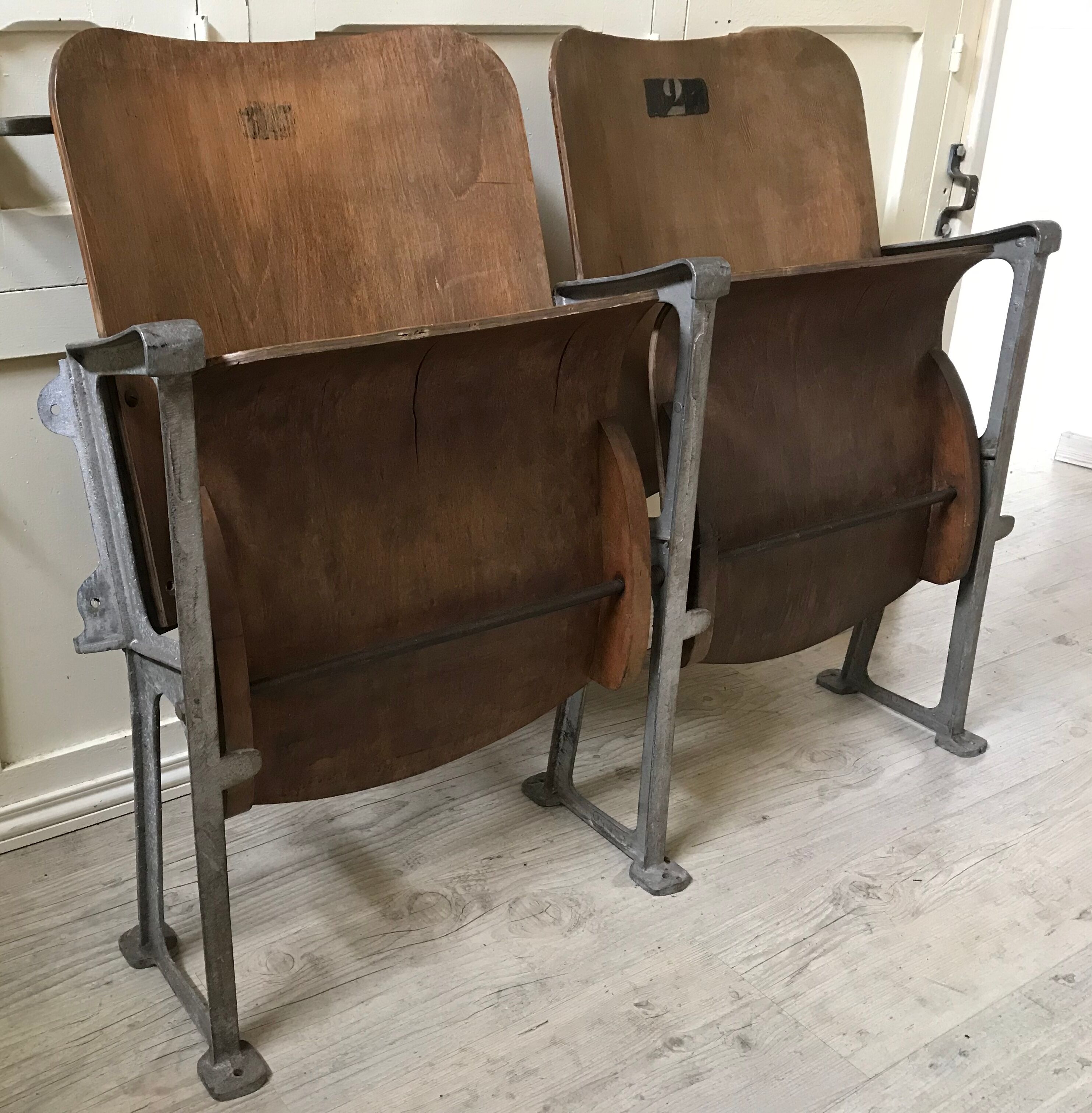 Bench seat of cinema theatre before war