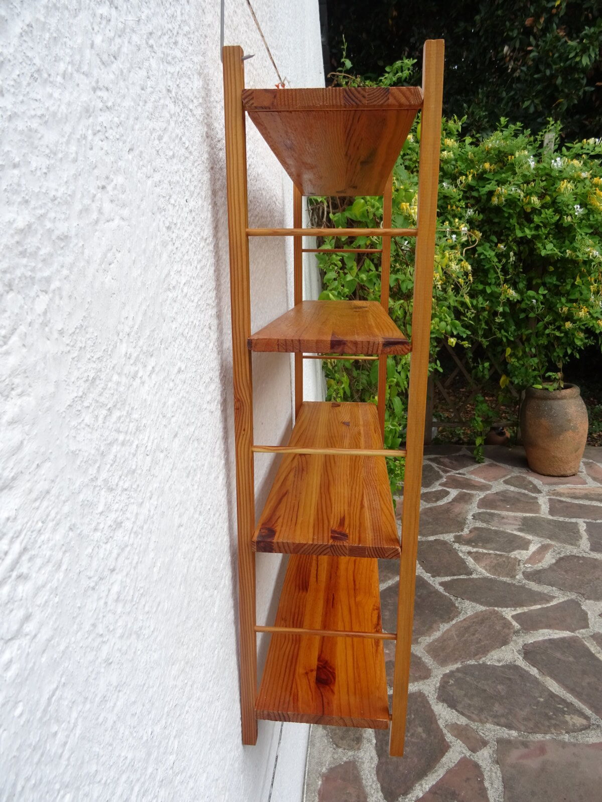 Pair of modular pine wall shelves