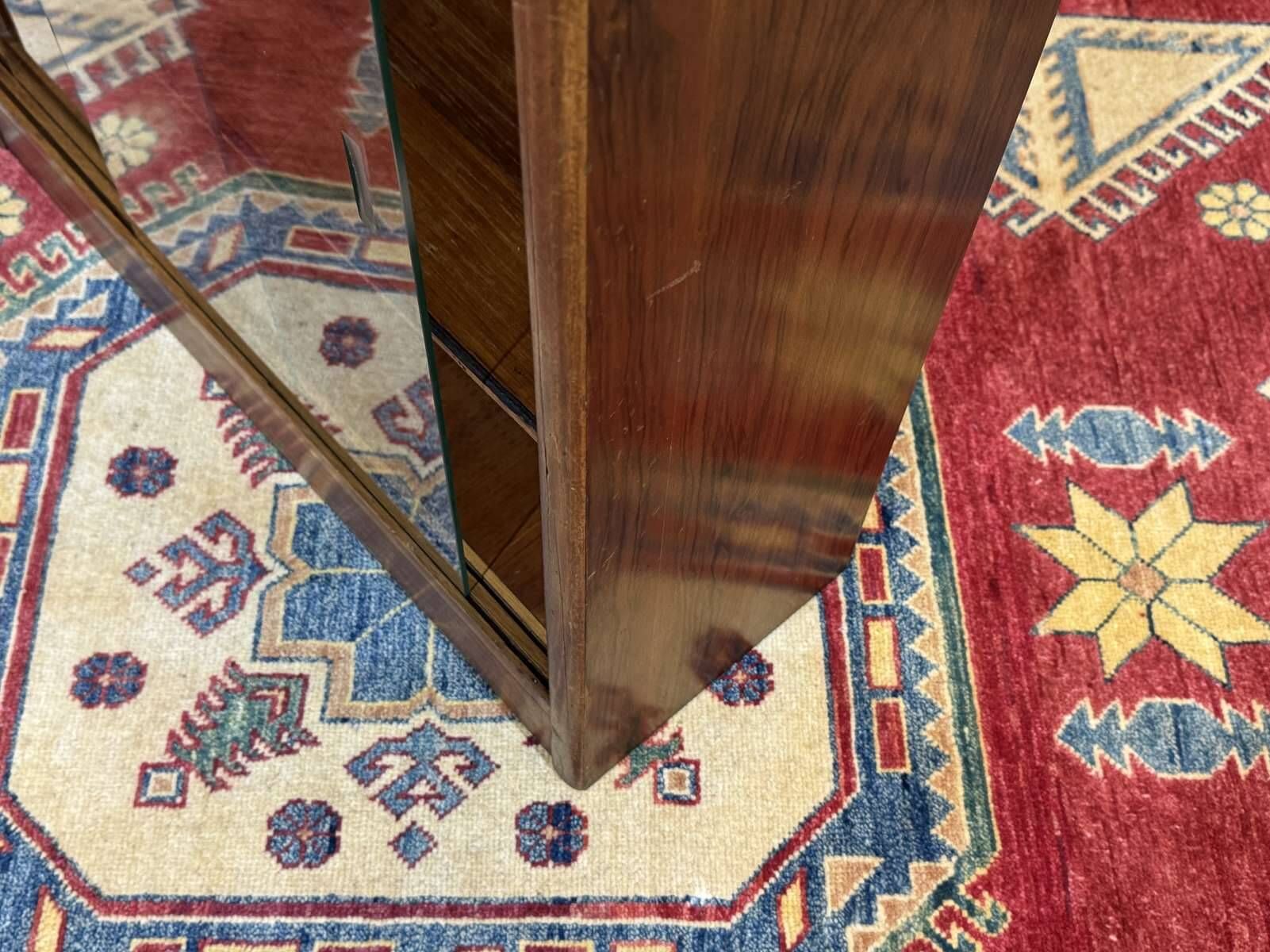1970s walnut English display cabinet