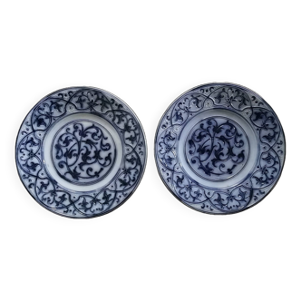 Set 2 assiettes ancienne 18 ème bleu Delfware