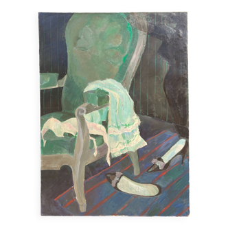 Oil painting on canvas, Shadow of hope, 130x89cm, with frame