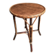 Vintage Round Bamboo and Wood Side Table | Mid-Century Bohemian Accent Table – 1950s/70s