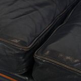 2 canapés Art Déco 2,5 places en cuir de vachette bleu foncé