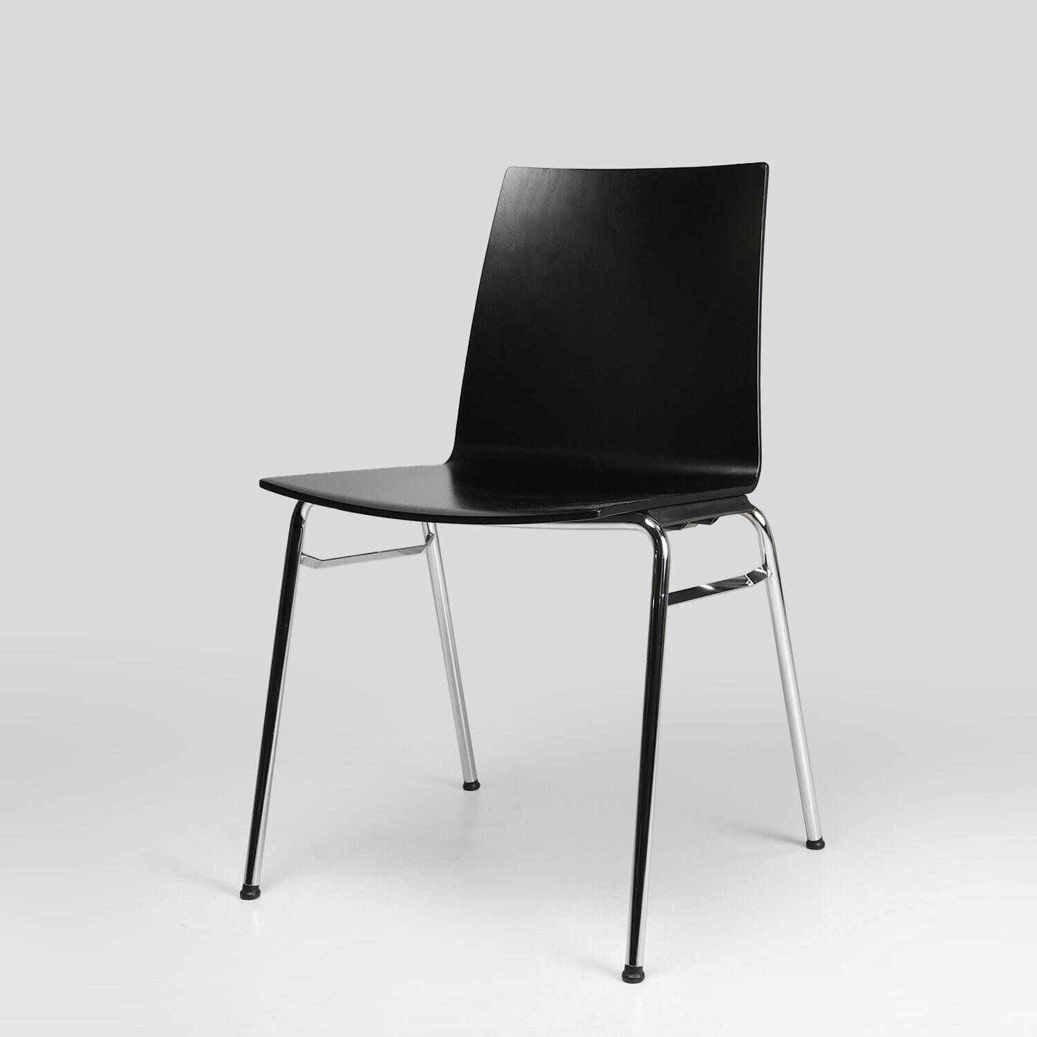 21th Century Black Chair with Wooden Seat, Belgium