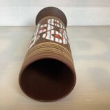 W Germany Round White and Red Matte and Enameled Vase