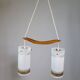 Suspension en teck et verre opalin du milieu du siècle, années 1960