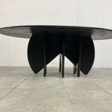 Vintage black stone coffee table, 1980s