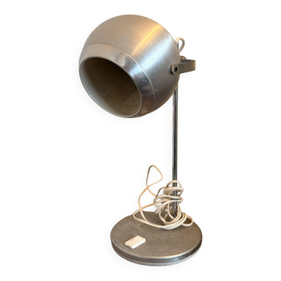 Ancien Lampe Vintage Rétro Industrielle Métal Argenté Eyeball