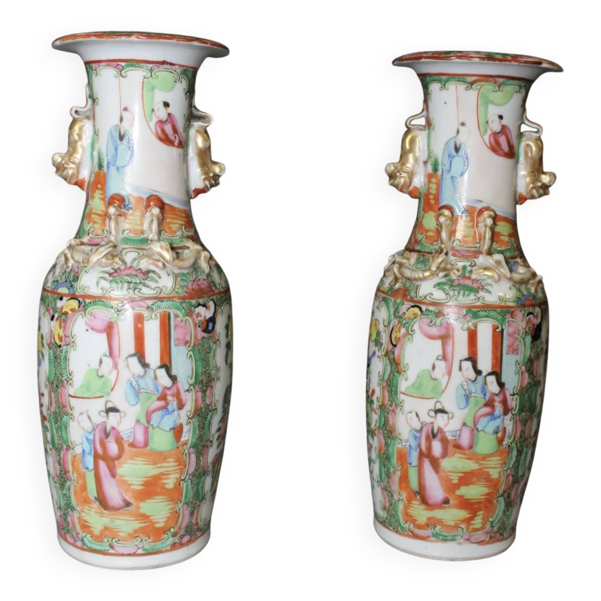 Pair of Canton Porcelain Vases, China circa 1900