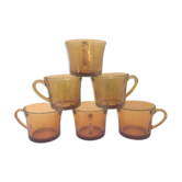 Set de 6 tasses à café vintage en verre moulé 1970
