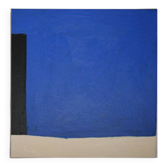 Peinture abstraite contemporaine trio bleu cobalt