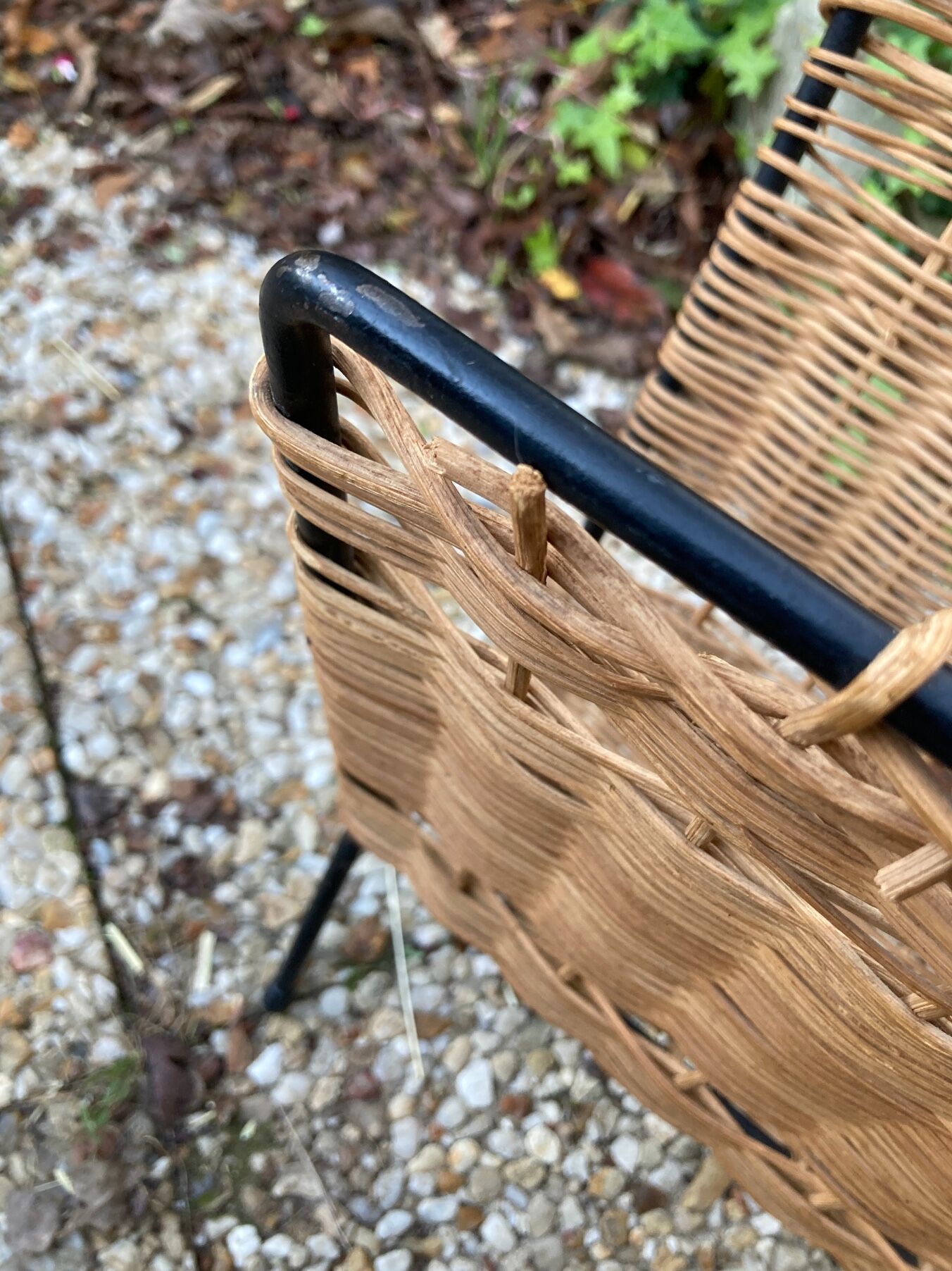 Raoul Guys vintage wicker magazine holder