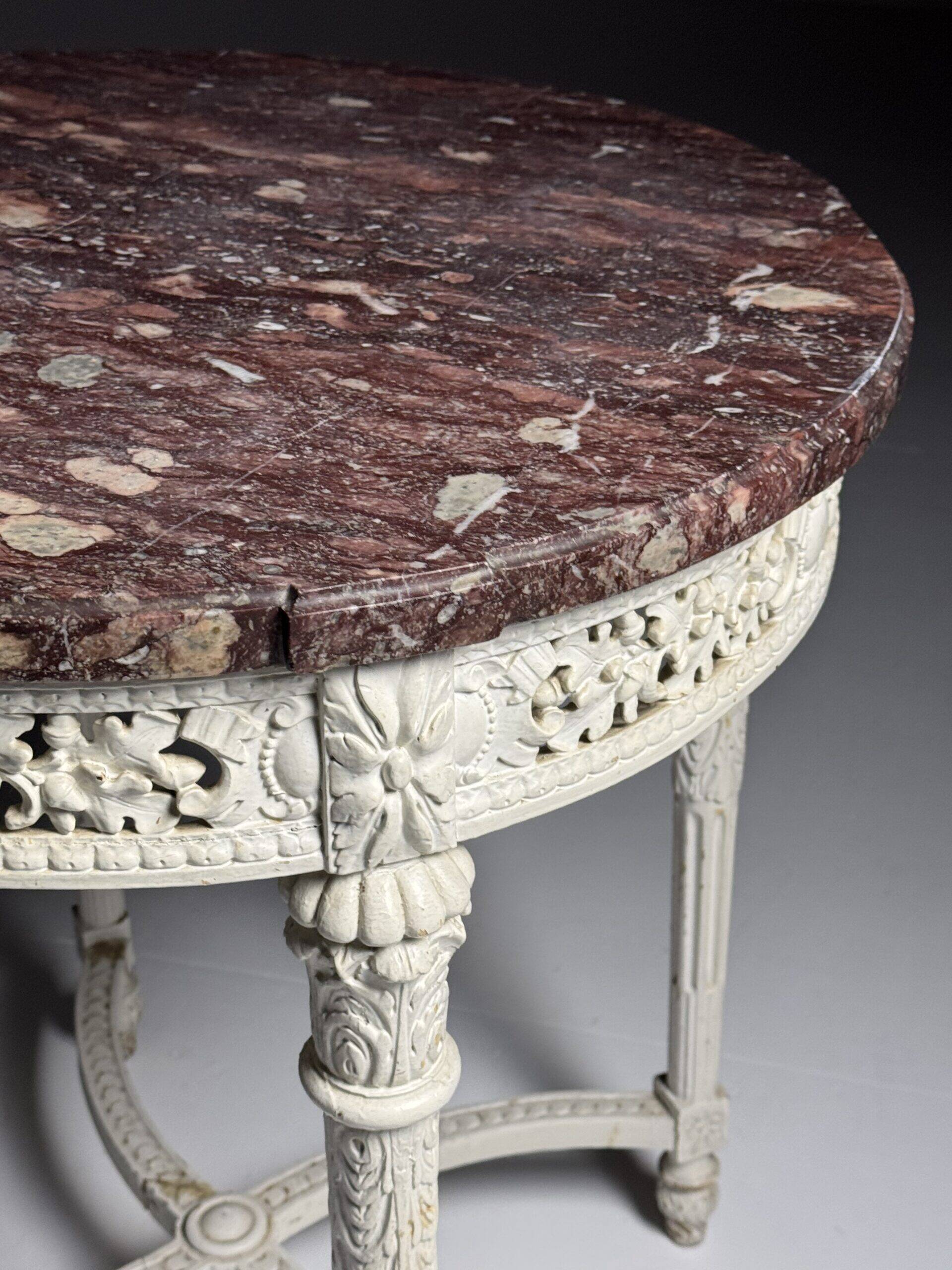 Table de café guéridon en marbre rouge du 19ème siècle