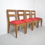 4 Chaises en chêne massif 1950
