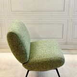 Chauffeuses vintage Kiss Pelfran rénovées – tissu bouclé vert