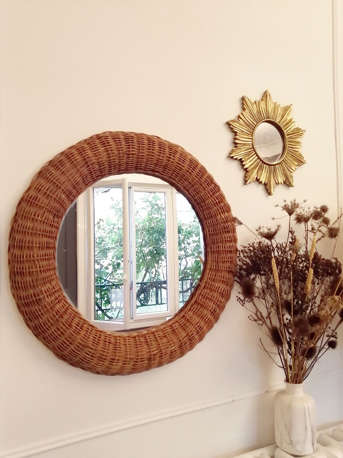 Vintage rattan mirror