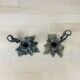 Pair of brass flower candlesticks, cellar