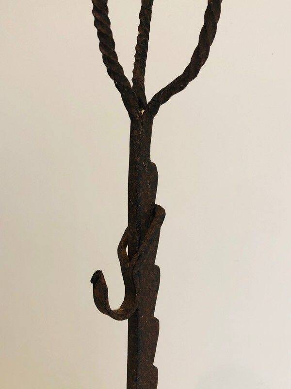 Pair of wrought iron fire tongs