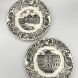 Set of 6 antique choisy-le-roi earthenware plates with grisaille decoration