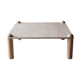 Square bass table in travertine and solid wood - 70s