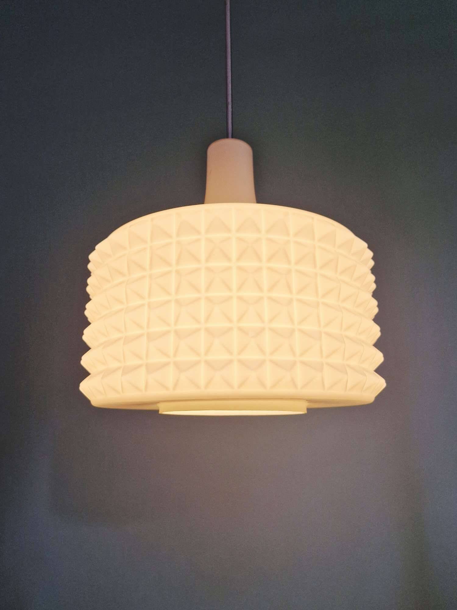 Large white opaline pendant light, Ivan Jakes design, 1960s