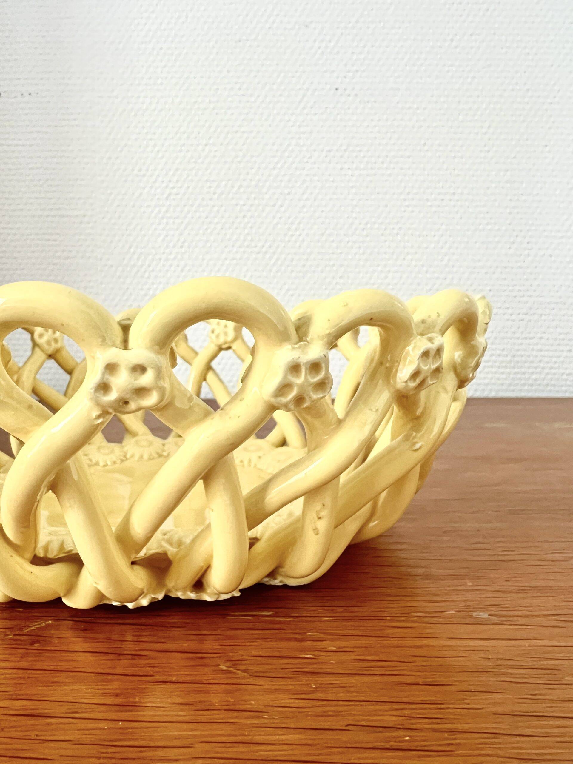 Coupe tressée céramique jaune  (23 cm)