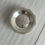 Antique shell butter dish in shiny silver metal