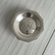 Antique shell butter dish in shiny silver metal