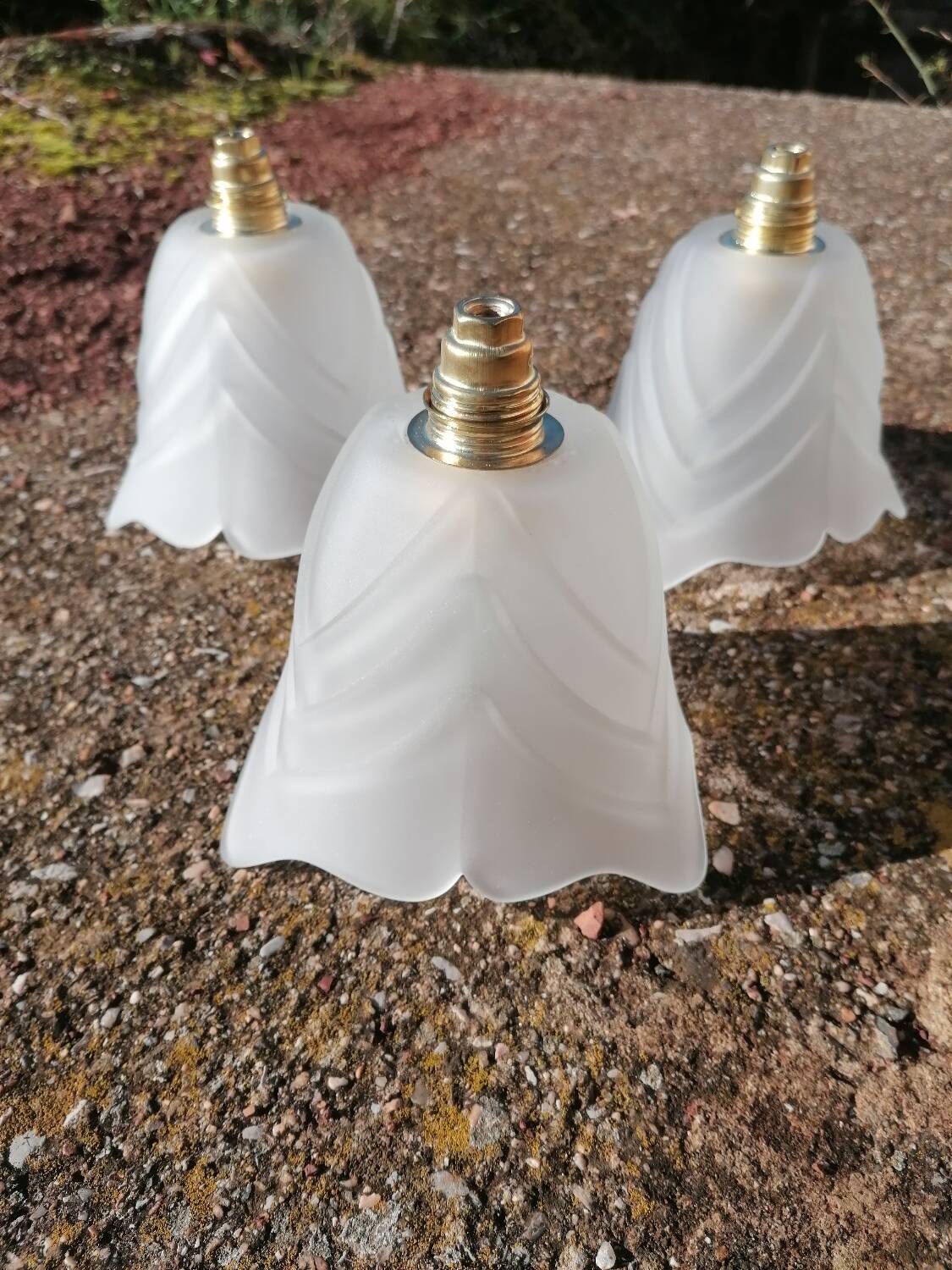 Set of 3 Art Deco tulip hanging lamps