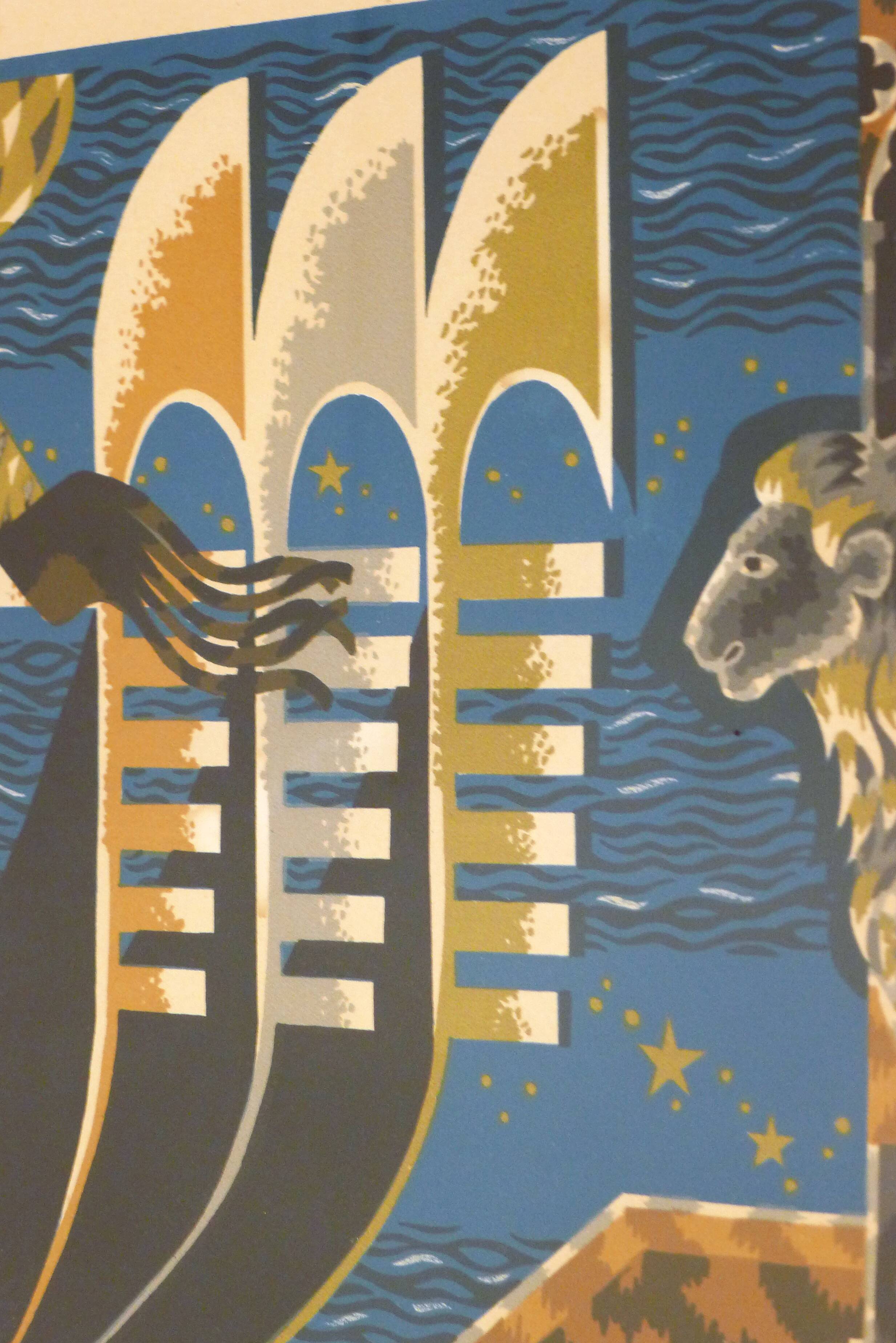 Lithograph Venezia signed J.Picart Le Doux 78cm x 57cm