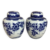 Pair of vases with blue flowers