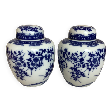 Pair of vases with blue flowers