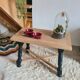 Table basse vintage chêne brut et noir
