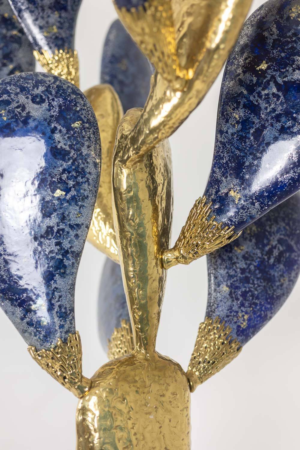 Jacques Duval Brasseur, Large golden brass cactus sculpture. 1992