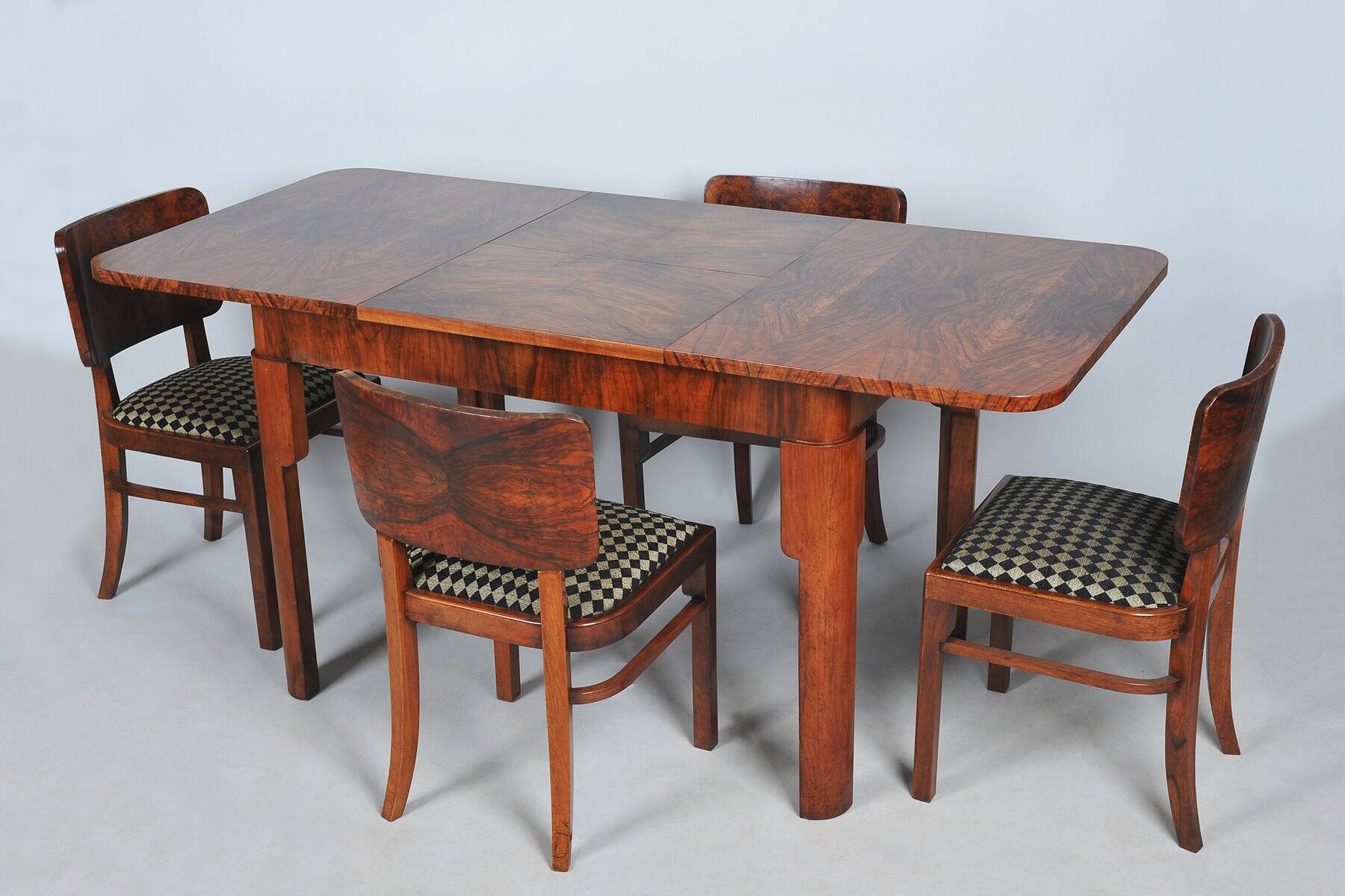 Art Deco Dining Set in Beech and Spruce, 1920s, Set of 5