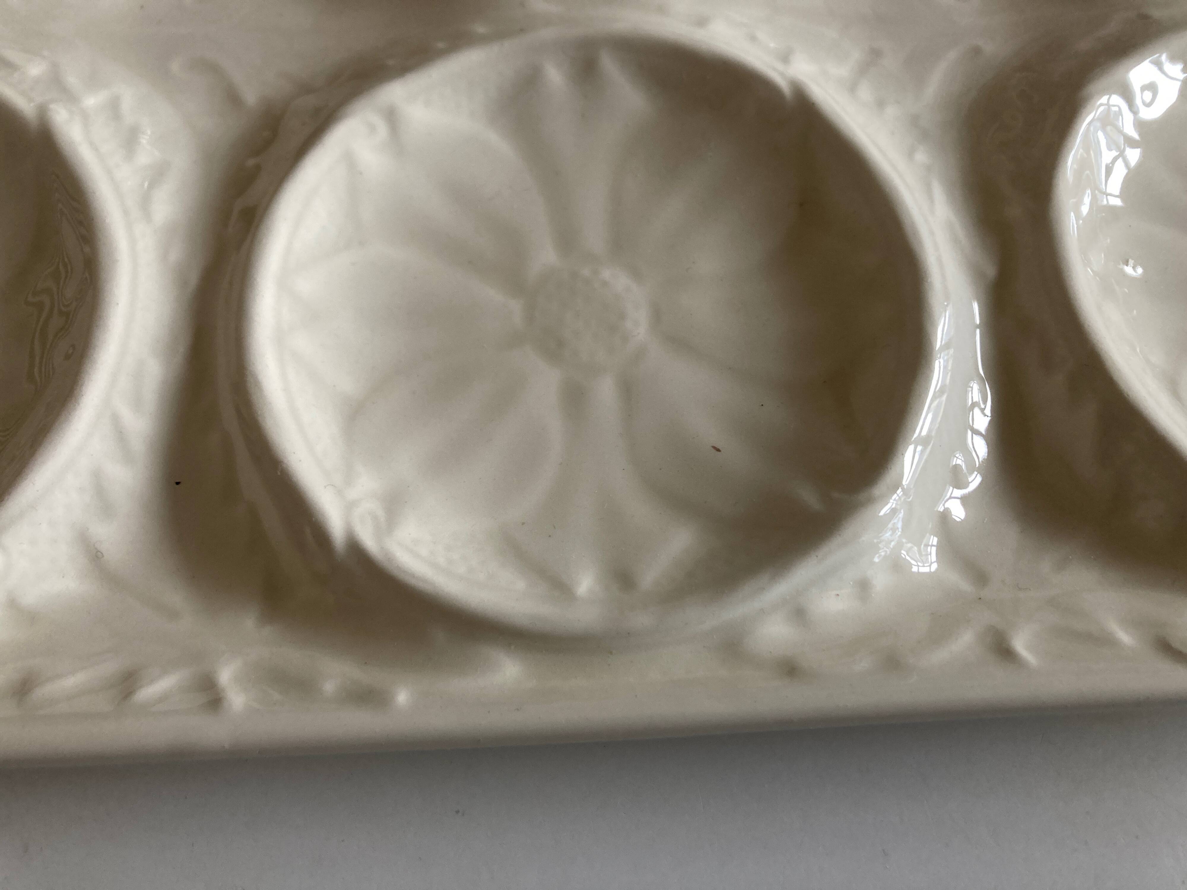 Gien earthenware white slip dish 1970