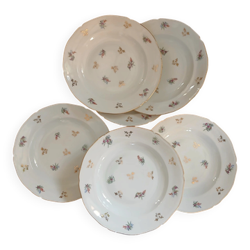 6 antique deep plates in porcelain