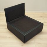 Black leather pouffe/armchair, Italian design, 1960s, production: Italy