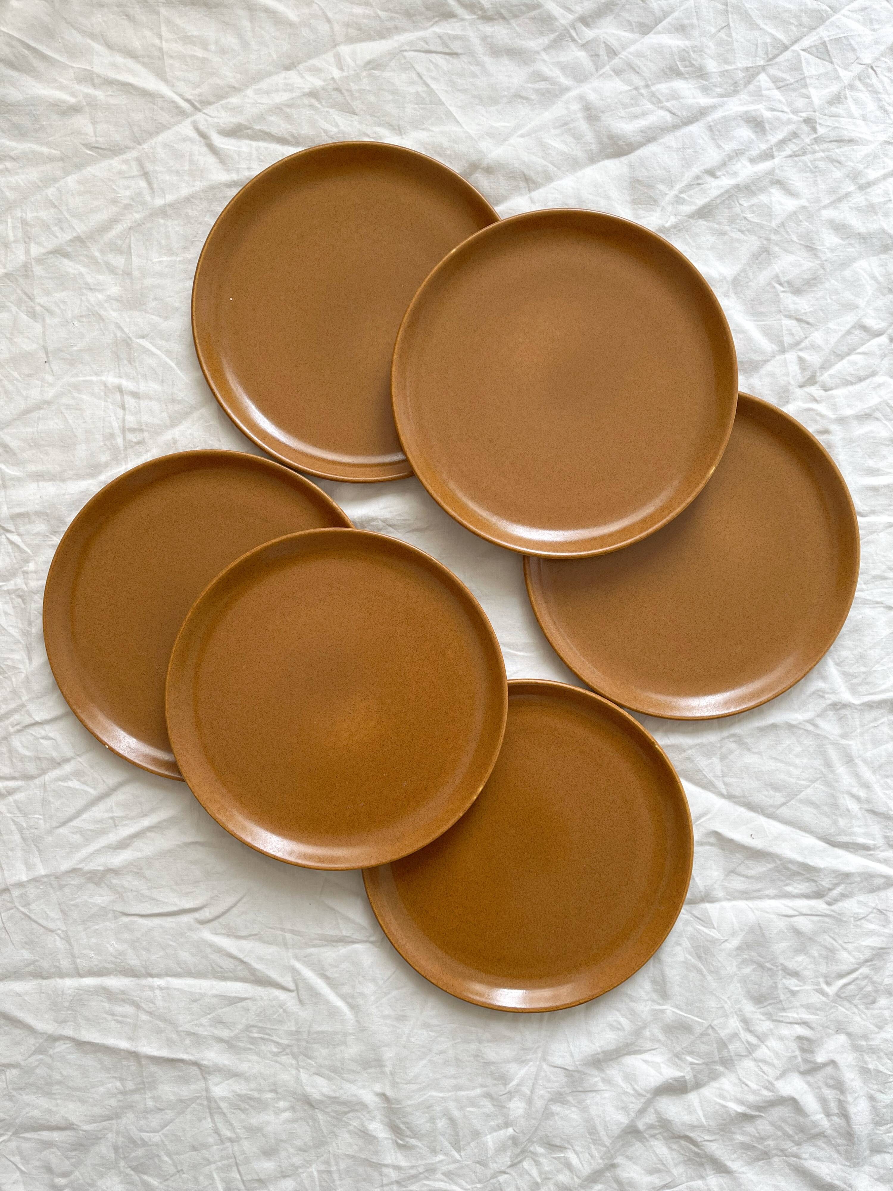 6 vintage stoneware dinner plates