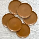 6 assiettes plates en grès vintage